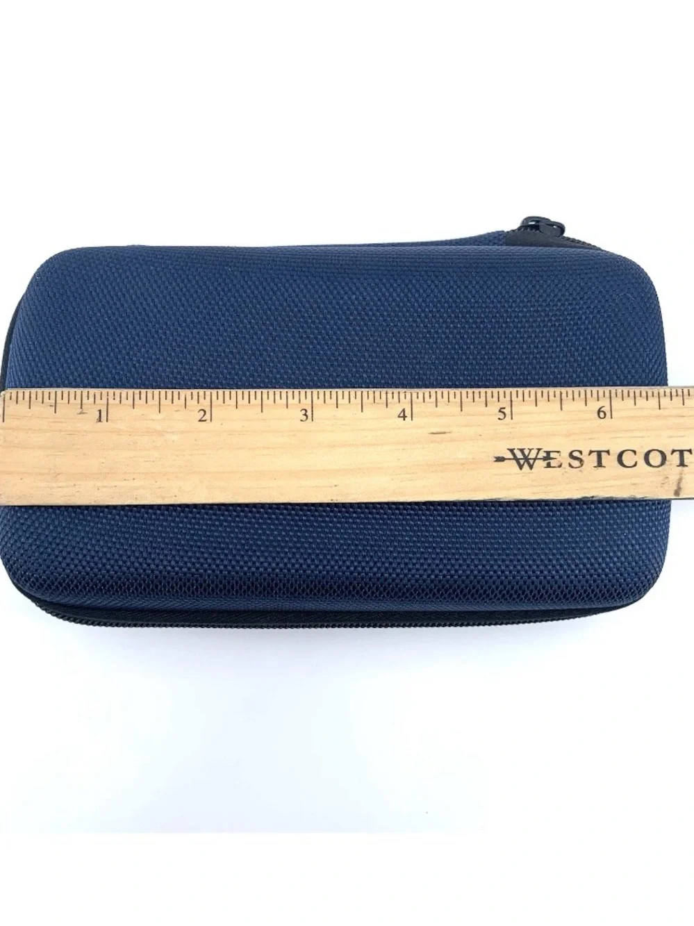 TUMI for Delta Travel Case Organizer Hard Shell Zip Pouch Blue Amenity Bag